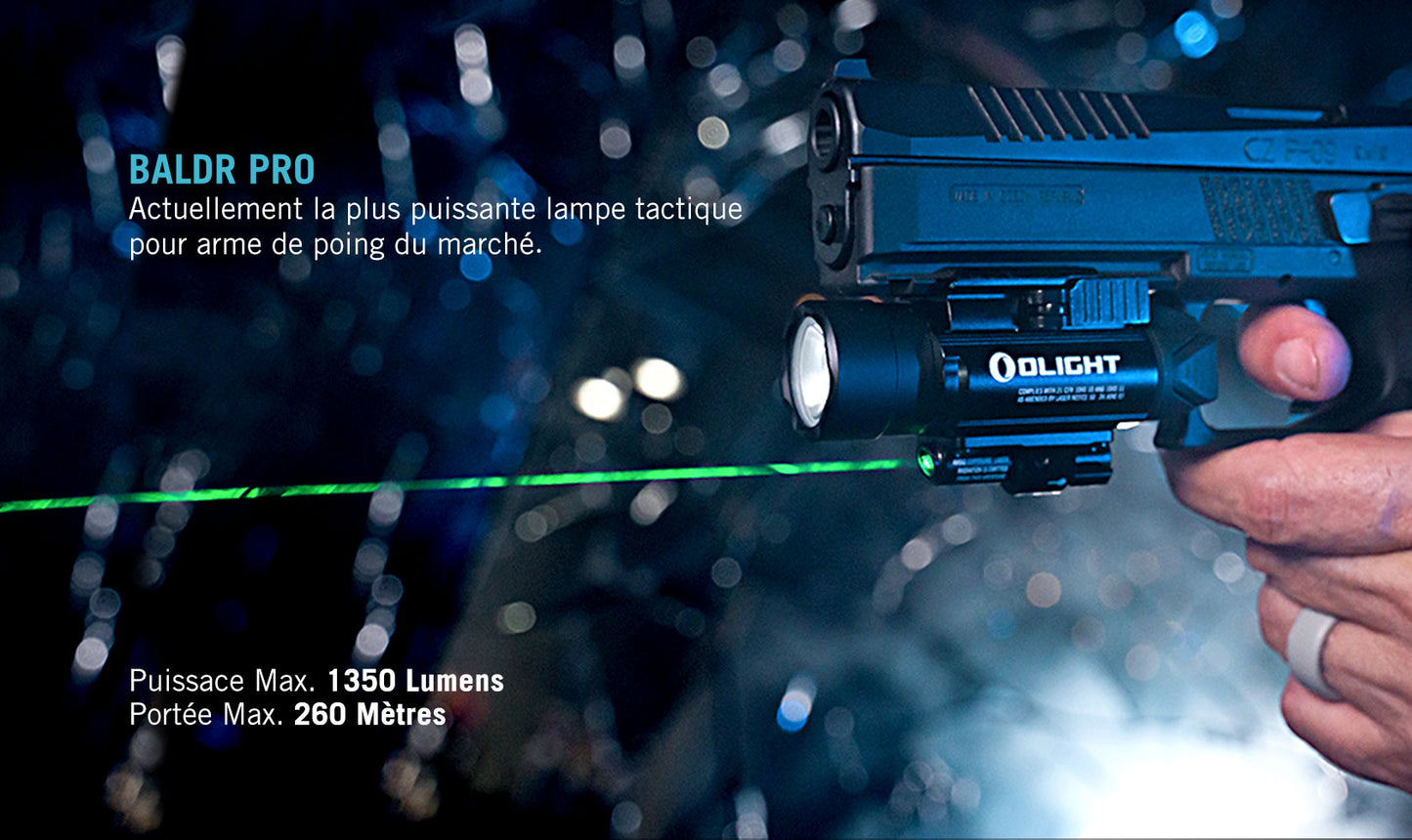 Olight Baldr Pro | Lampe Tactique Ultra Puissante Avec Laser Vert