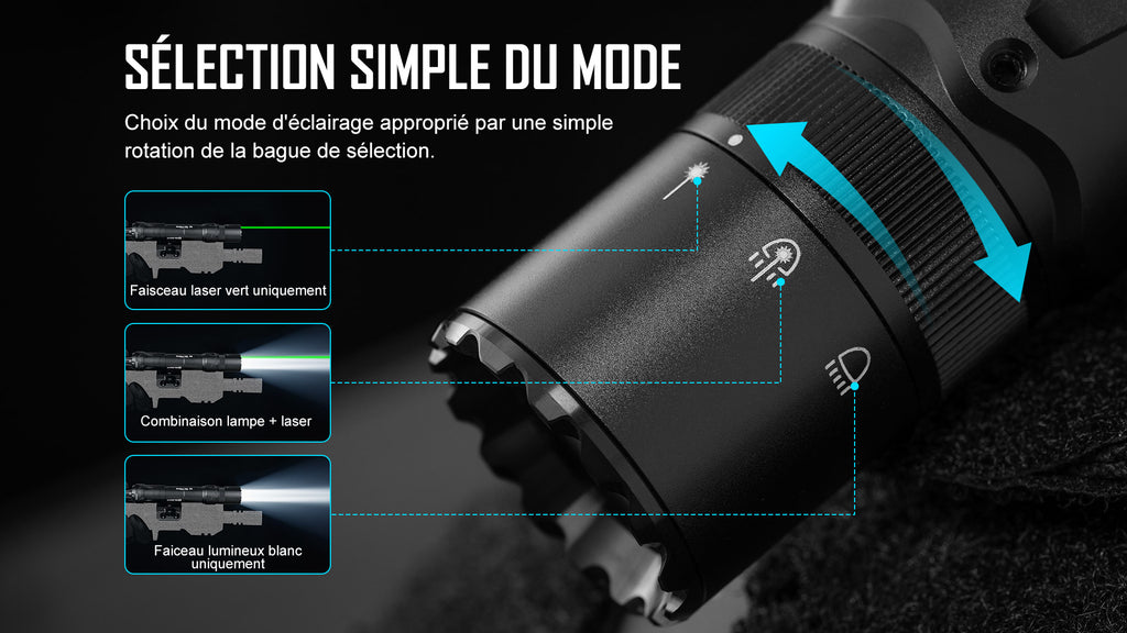 Olight Odin GL | Lampe tactique avec laser vert 1500 Lumens